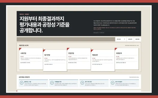 채용절차·공정채용 블록 화면
