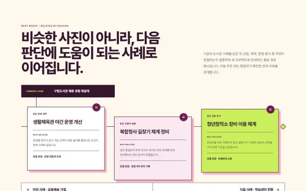 관련 프로젝트 탐색 경로 블록 화면
